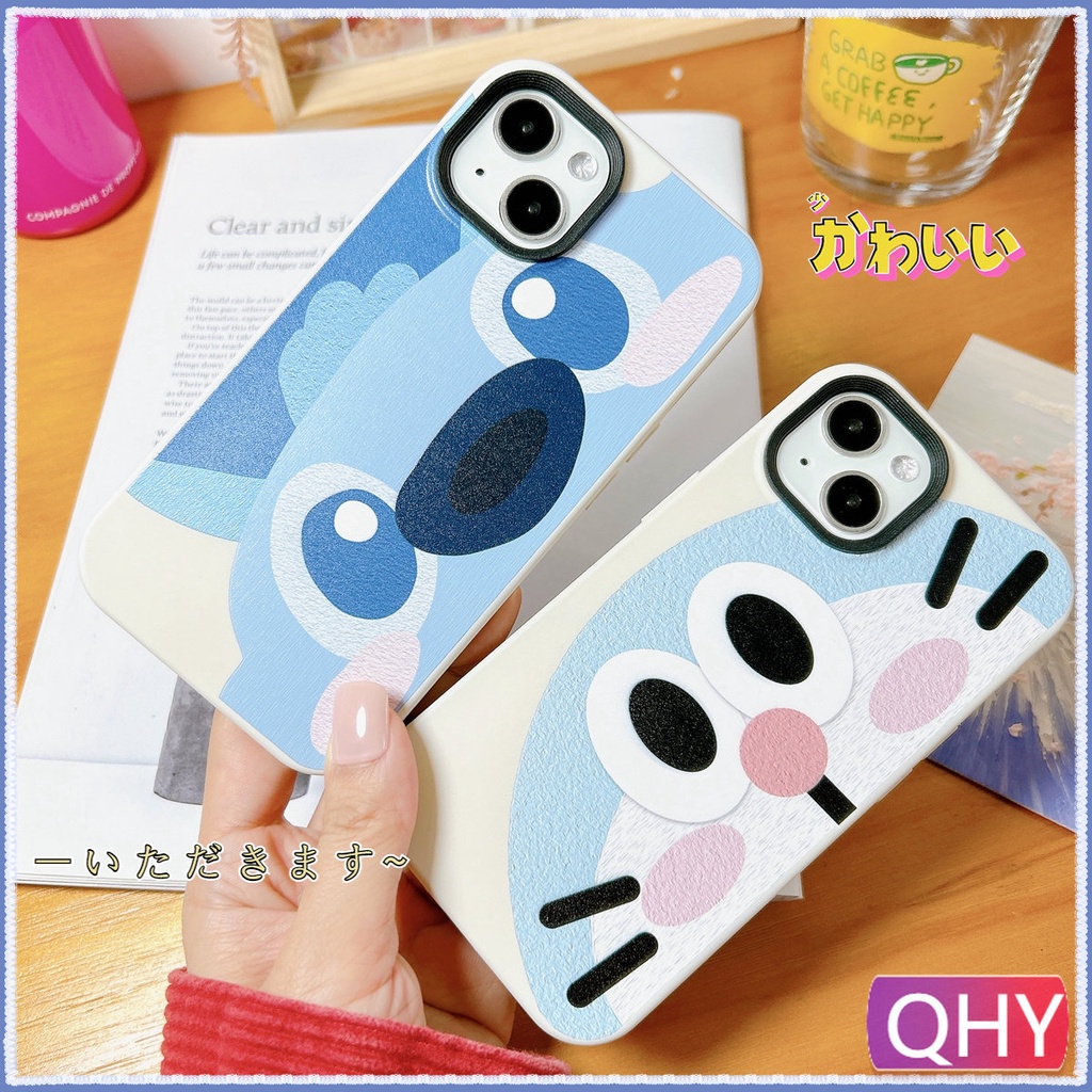 QHY - cartoon star figure Liquid silicone manga robotic cat blue face Koala cute phone case compatible for iphone 14 6s 7 8 plus XR 11 12 13 pro max 2 in 1 Thicken candy color