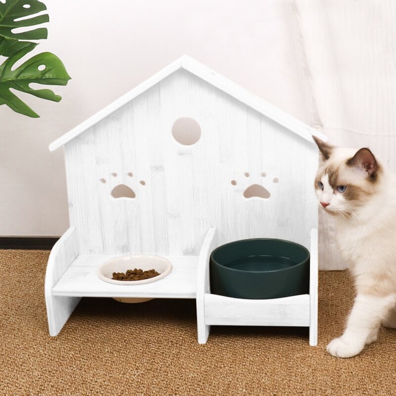 Cat bowl rack anti knock cat food bowl dog water bowl holding rack bowl