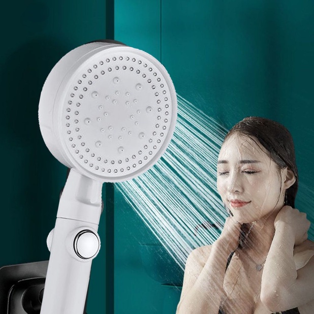 5 Mode Adjustable Turbocharged Shower Head High Pressure Water Saving Bathroom Spray Nozzle One