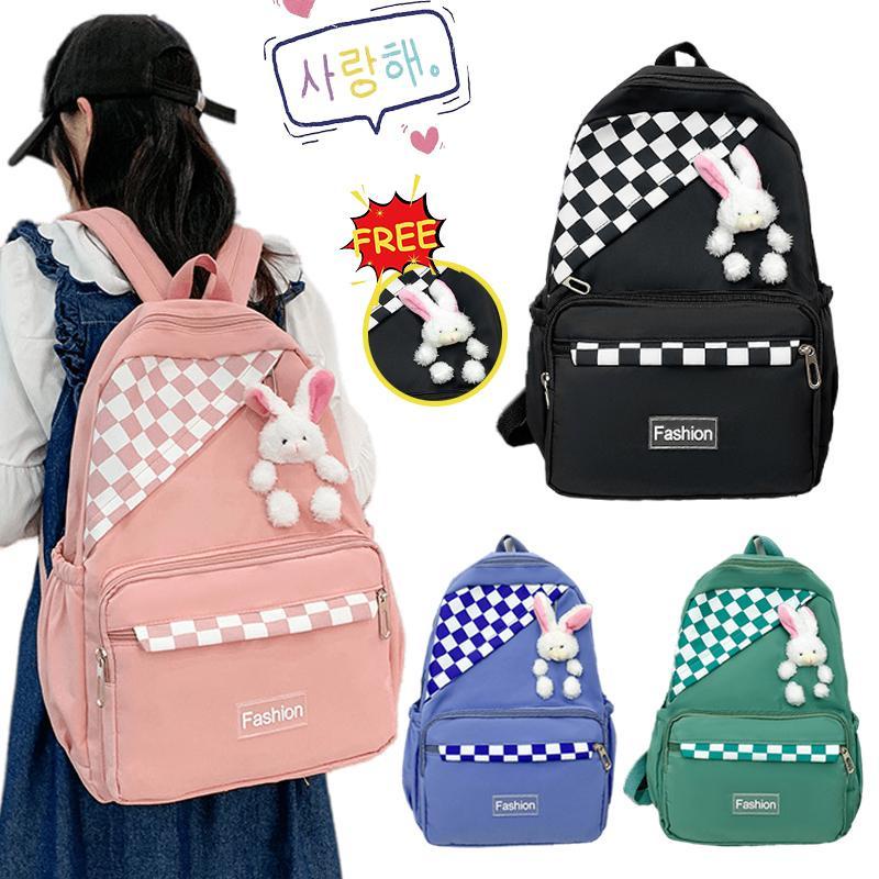 42cm Beg Sekolah Korean Style Bag Sekolah Perempuan Checkers School Bag ...