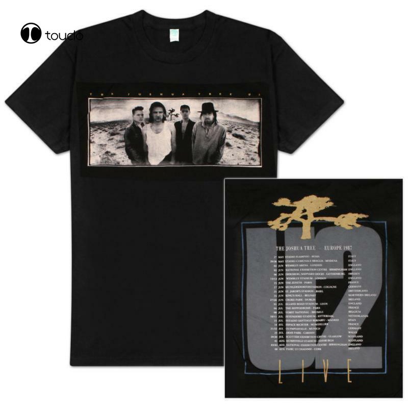 U2 The Joshua Tree 1987 European Tour Mens Black T Shirt Us Import Custom Aldult Teen Digital Printing