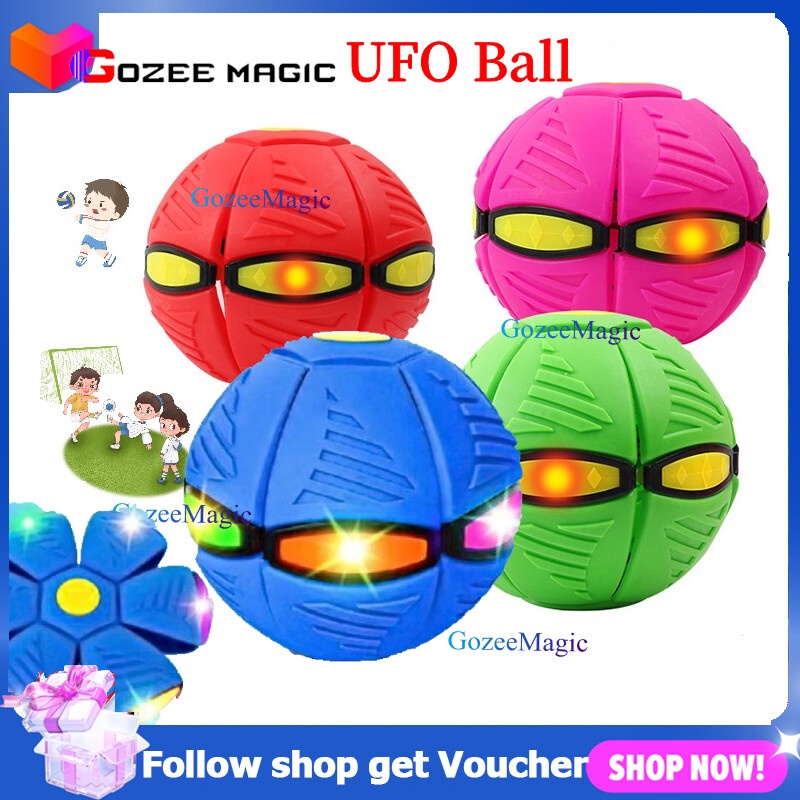 Kid's Magic Flying Saucer Ball UFO Flat Throw Disc Ball with LED Light