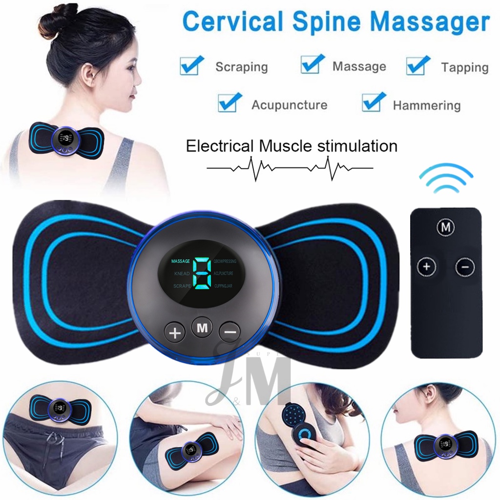 8 Modes Wireless Cervical Massage Stimulator, Mini Portable Electric Neck and Back Massager