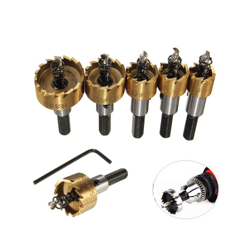 Hardware Craft Krachtige 5Pcs Titanium Carbide Tip HSS Drill Bit Saw Set Metal Wood Drilling Hole Cut Tool 16mm 18.5m... - Image 3