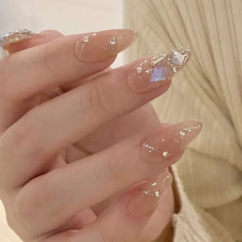 Z523 New Fashion Beautiful Rhinestone Decoration Fake Nails 24 Pcs/box
