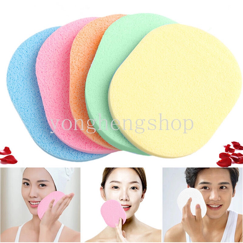 Face Cleaning Sponge Puff Cosmetic Powder Makeup Remover Facial Cleansing Sponges Face Washing Pad Random Color Bathroom Supplies