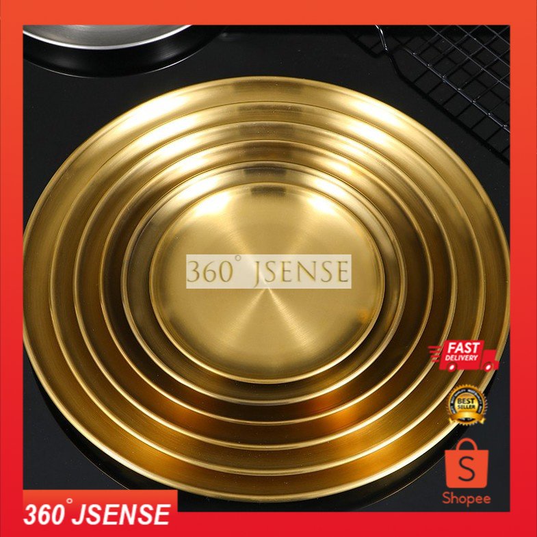 GOLD PLATE STAINLESS STEEL GOLD ROUND KOREA PLATE / SERVING PLATE