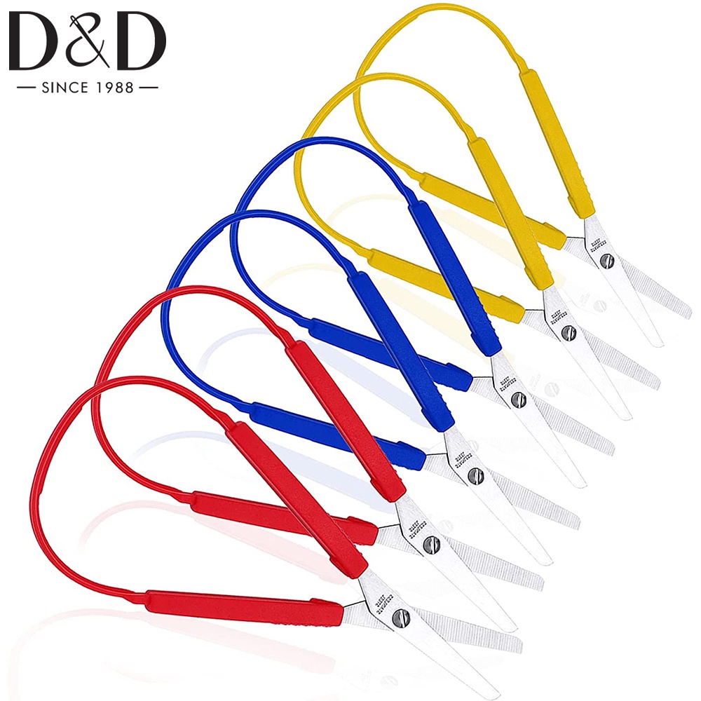 8Inches Colorful Grip Scissors Loop Scissors Handle Self-Opening Adaptive Cutting Scissors for Children Elderly Special Needs