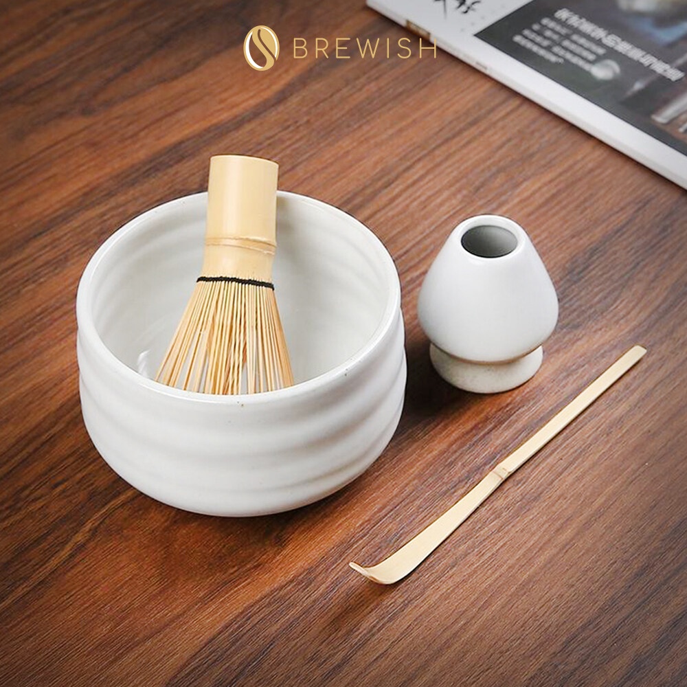 BREWISH Japanese Matcha Tea Set Non-Toxic Bamboo Matcha Chasen Whisk Set Ceramic Bowl Tea Tools Gift Set Alat Teh 抹茶茶具
