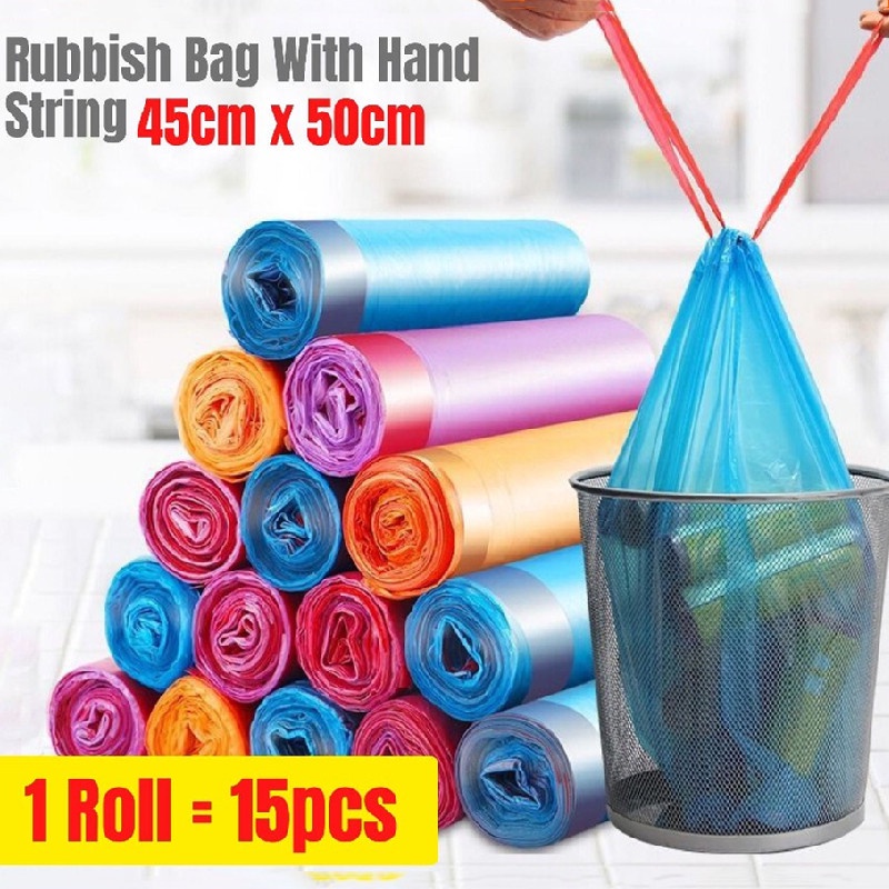 ready stock Thickened Rope Wearing Garbage Bag Drawstring Trash Bag