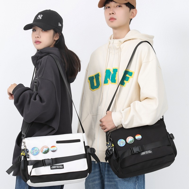 4 Colors Japanese Korean Fashion Nylon Ins Big Capacity Men Shoulder