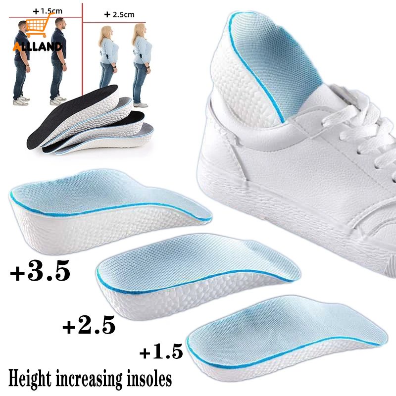 1.5-3.5CM Invisible Height Increasing Insole/ Orthopedic Arch Support Insole/ Soft Elastic Light Weight for Men Women Shoes Pads