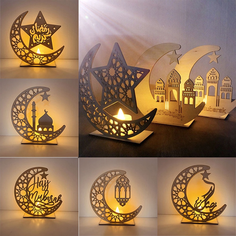 Raya 2024 Selamat Hari Raya Decoration EID Muslim wooden Pendant Mubarak Ramadan Decoration DIY Lampu Hiasan Istana Islamic kahwin Raya Decoration Ramadhan