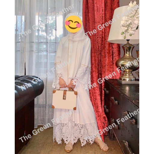 Quality Essential baju raya 2023 Abaya cardigan dress lace putih muslimah jubah Dubai white black Wedding/Engagement/... - Image 3