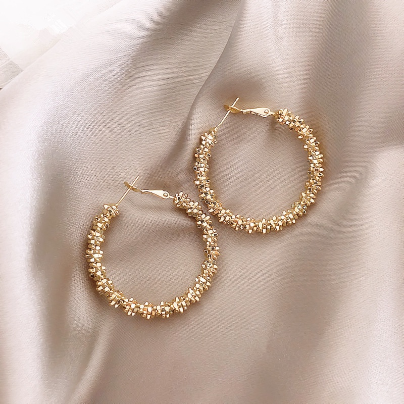 Minimalist ins Metal Circle Earrings Caterpillar Generous Temperament European American Fashion Design Feeling