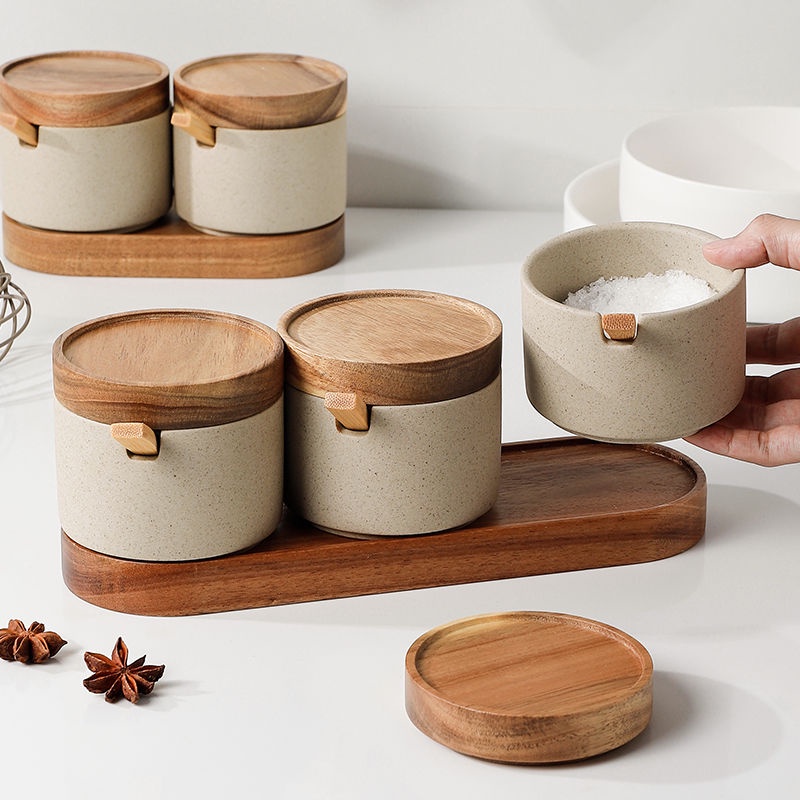 ✨Ready Stock✨ Bekas Spice Jar Seasoning Container Box Pot Seasoning Jar Set With Spoon Food Storage Organizer Condiment Jar Salt Monosodium Glutamate Preservation Jar Kitchen Seasoning Bottle Perasa Bekas Periuk
