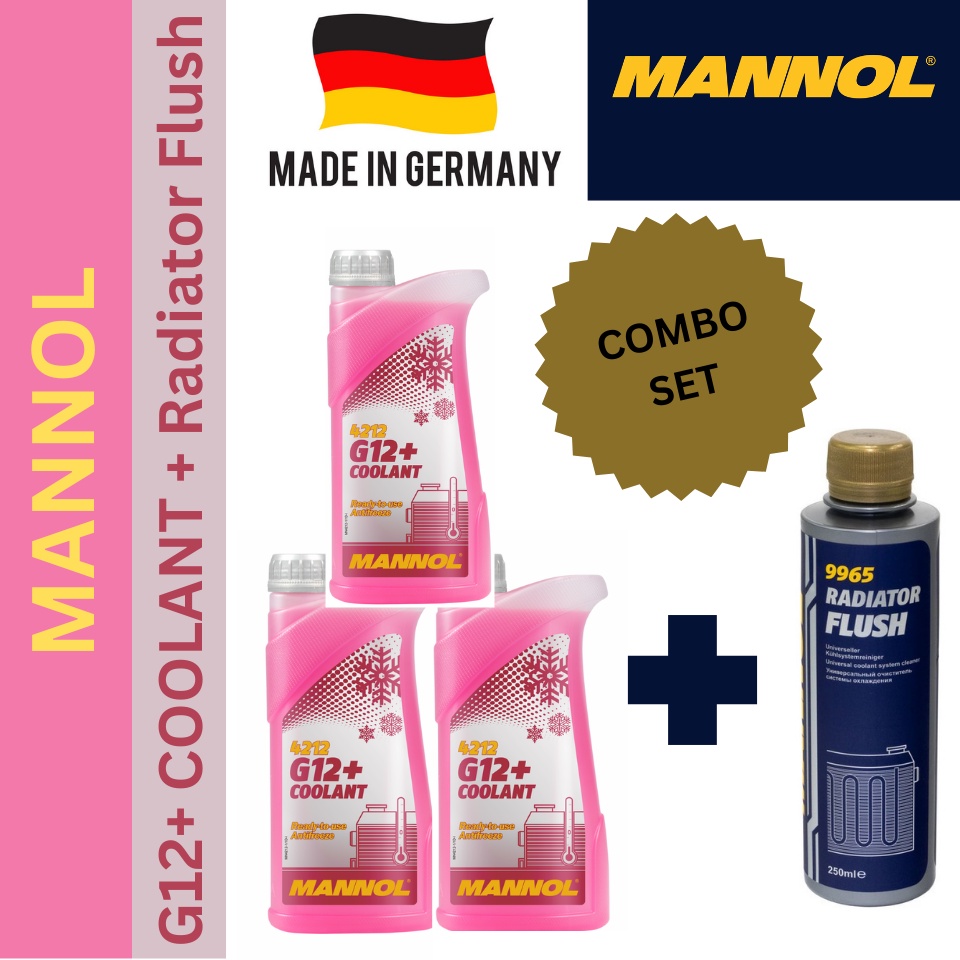 (MADE IN GERMAN)(COMBO SET)Mannol 4212 Coolant G12+ (1L)- 3 Bottles + 1 ...