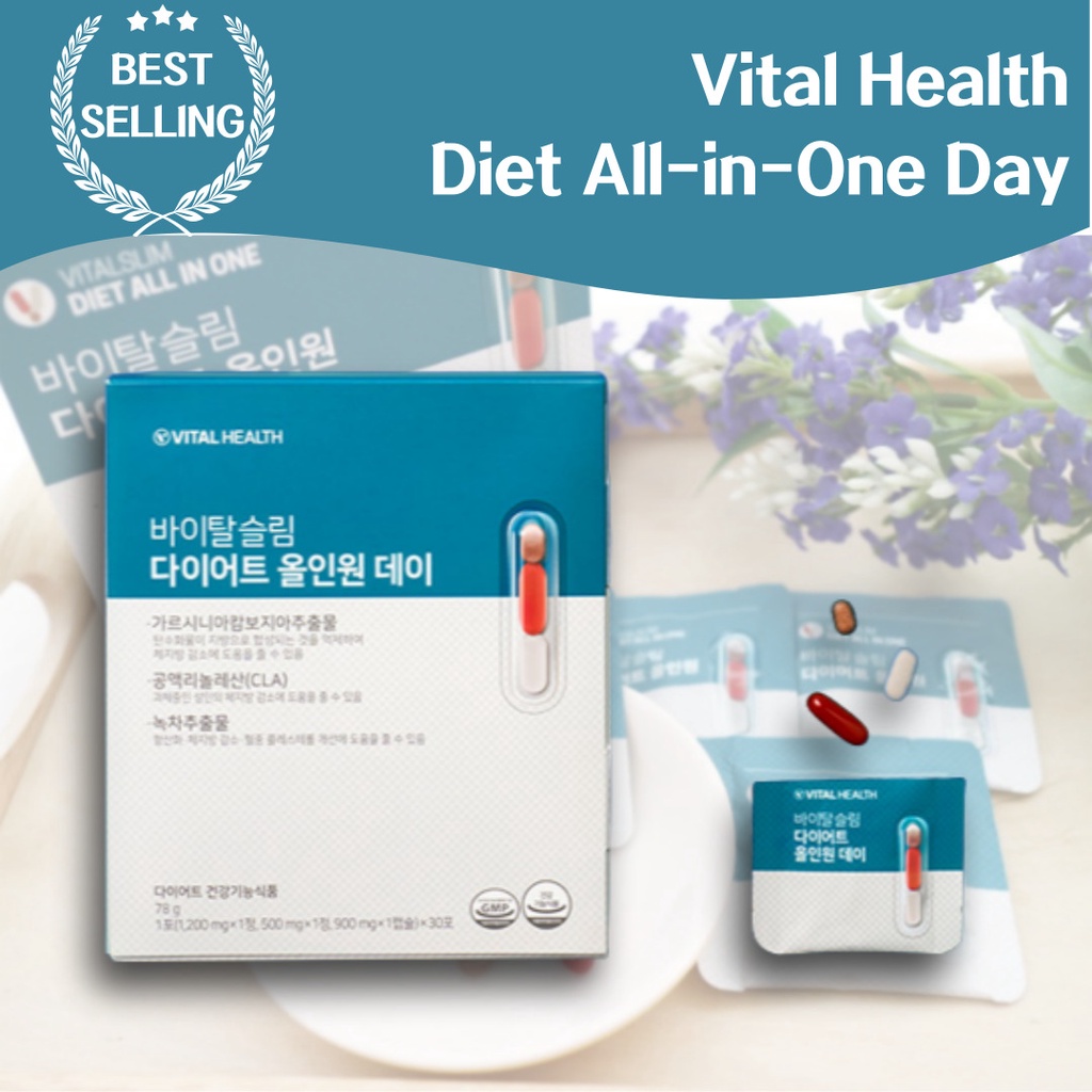 [Vital Health] Vital Slim All in One Day diet pills 30 Pack CLA Garcinia Cambogia Weight Management Supplement Pills Energy Carbohydrates Body Fat Abdominal Fat Waist circumference