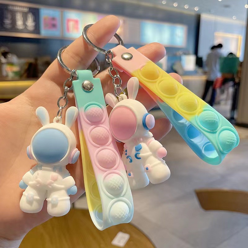 Pink Blue Space Rabbit Keychain Creative Cartoon Cute Bag Car Decorative Pendant Exquisite Fashion Souvenir for Friends