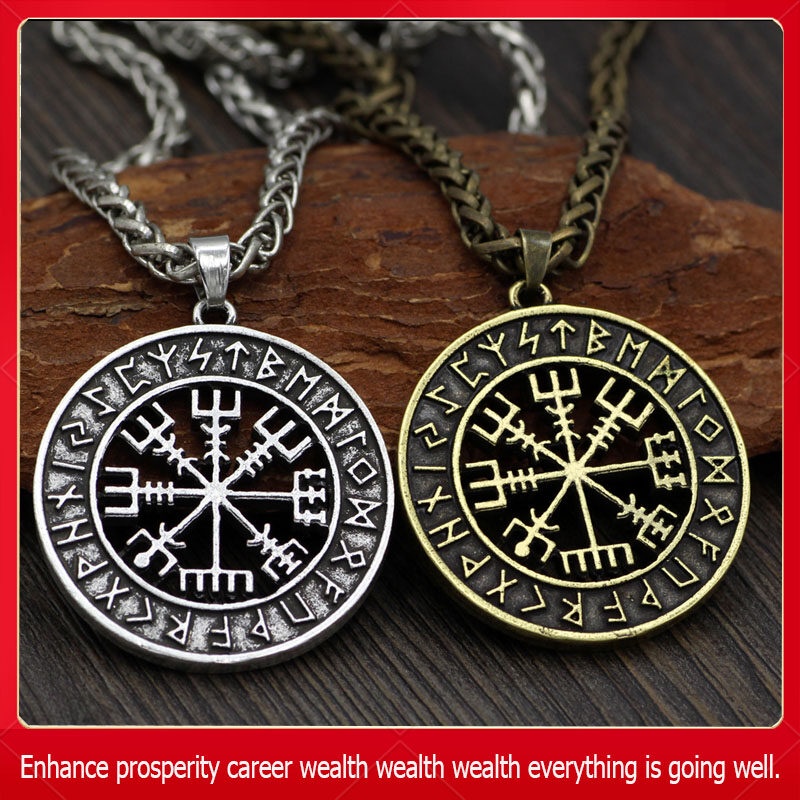 RL-Men's and women's necklaces bring luck Nordic Vikings Odin logo amulet pendant necklace wealth Money amulet bronze auspicious necklace