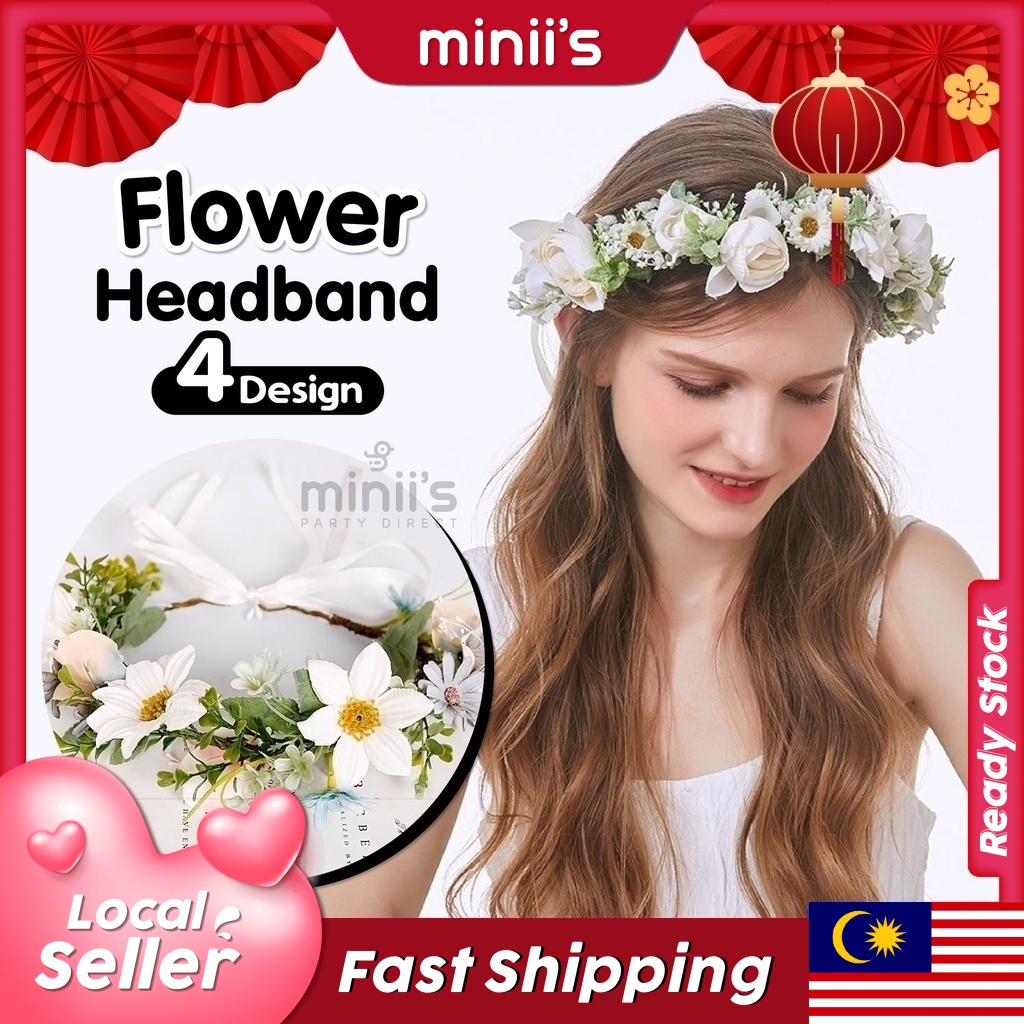 Miniis Children's Flower Headband Hair Flower Crown Headpiece Birthday  Party Artificial Flowers Bride headdress | Shopee Malaysia