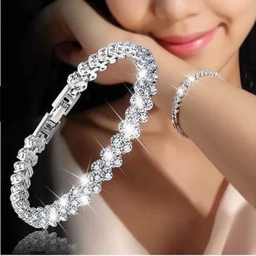 Women's bracelet European and American Roman bracelet Women's zircon crystal new bracelet ring with diamonds fashion jewelry full of diamonds