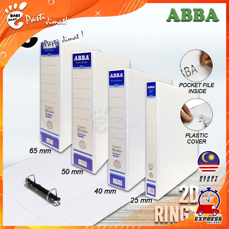 Abba 2D Ring File PVC A4 White 25 / 40 / 50 / 65mm Fail Puith File ...