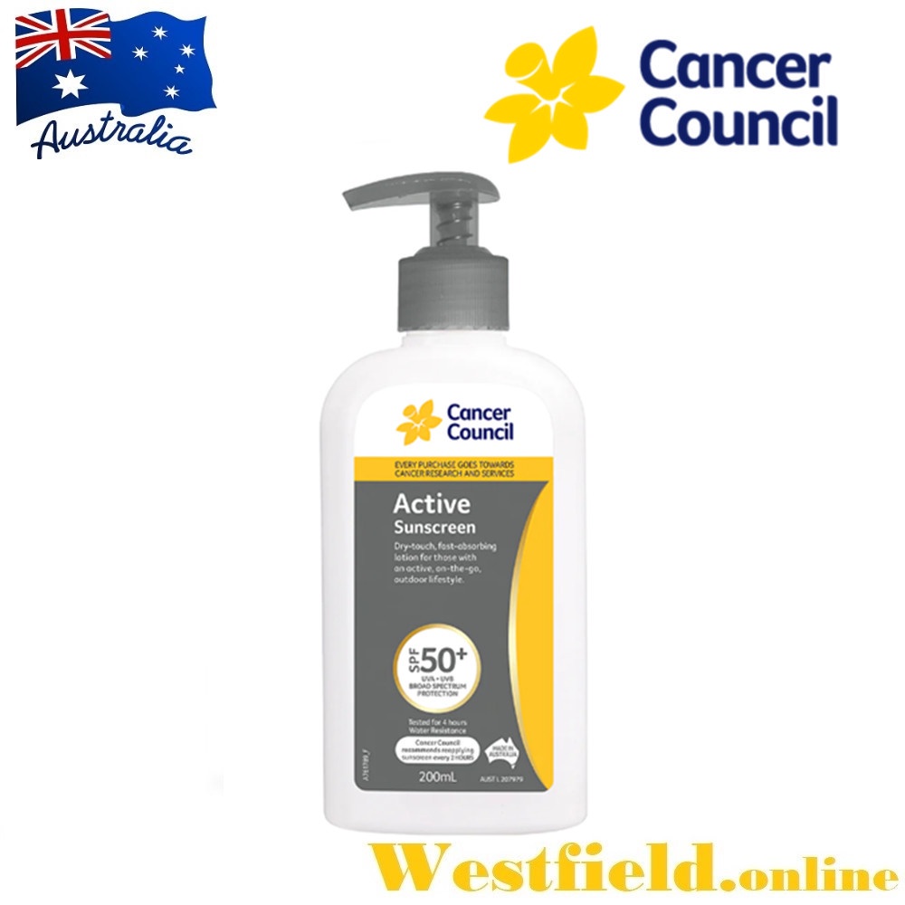 [Australia Import EXP 10/2026] Cancer Council SPF 50+ Active Sunscreen Pump Water Resistance ( 200ml )