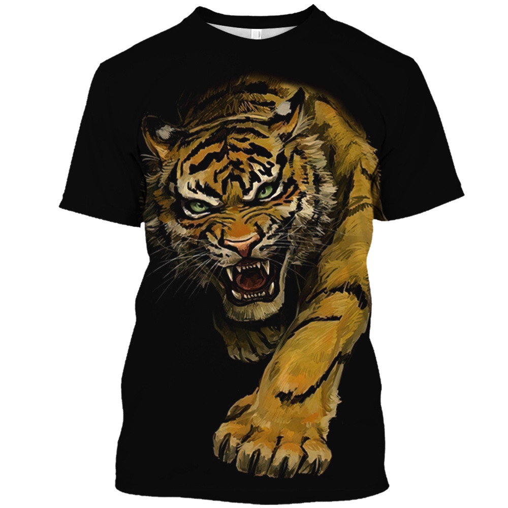 Summer Fashion Animal Graphic T Shirts 3D Tiger Printed Men's TShirt Oversized Short Sleeve T-Shirt Casual O-neck Tops Punk Streetwear