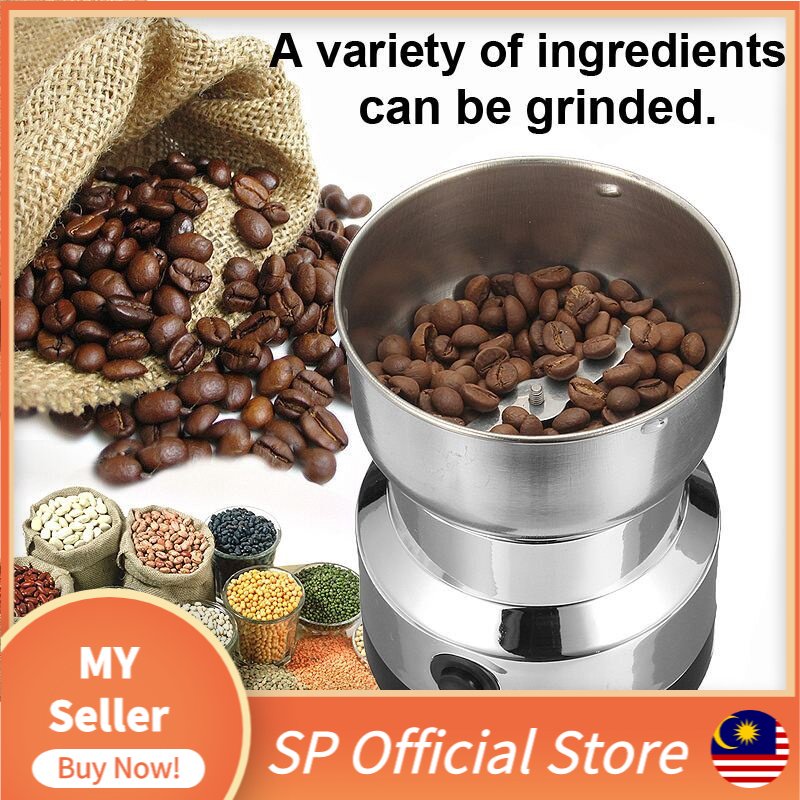 SpeedParcel Electric Stainless Steel Coffee Grinder Blender Coffee Bean Nuts Grains Herbs Spice Pengisar Kopi Elektrik