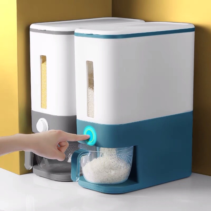 KENZZO : CLARY 12KG AUTOMATIC RICE DISPENSER WITH RINSING CUP SMART RICE DISPENSER RICE STORAGE RICE BUCKET