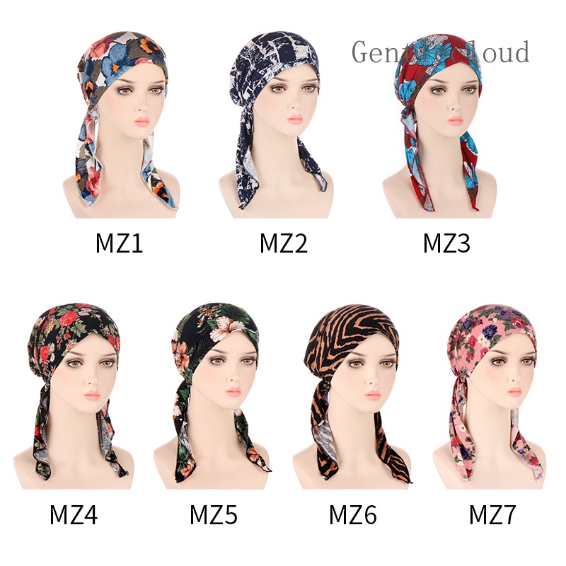 GC Women Elastic Turban Cap Ruffle Cancer Chemo Hat Beanie Head Wrap Hair Accessories