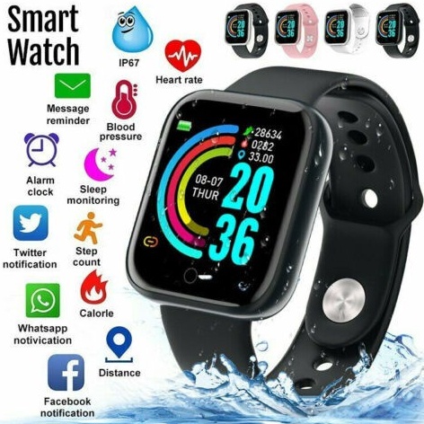 New Smart Watch Bluetooth IP67 Waterproof Y68 Fitness Tracker Jam Tangan Heart Rate Monitor Sport Watch Smart Band