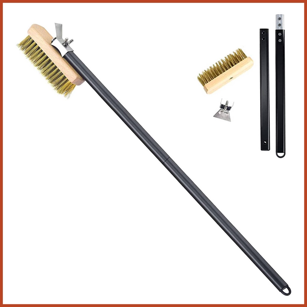 Pizza Stone Brush Pizza Oven Brush With Brass Bristles And Steel Scraper Pizza Oven Accessories With Long Handle gomy