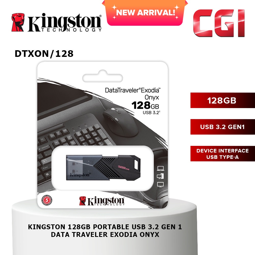 Kingston 128GB Datatraveler Exodia Onyx Type-A USB 3.2Gen 1 Flash Drive ...