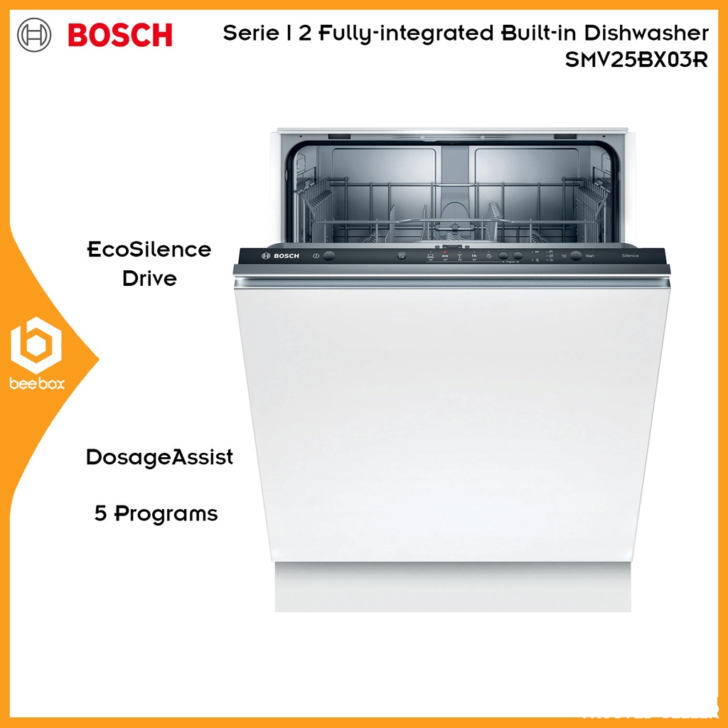 Bosch Serie Fully-integrated Built-in Dishwasher 60cm EcoSilence Drive (SMV25BX03R / SMV6ZCX42E)