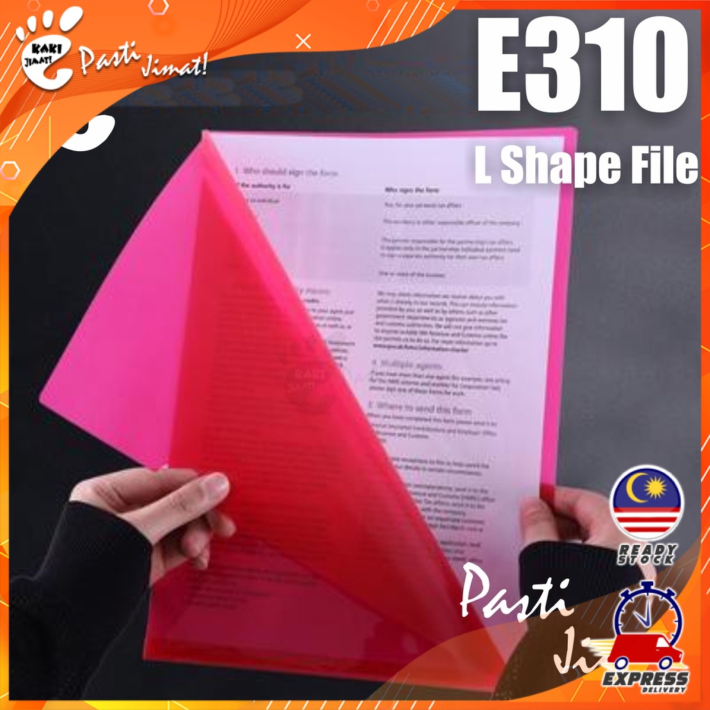 Kaki Jimat E310 A4 Colour Holder File L Shape Organizer Document Fail Office Fail Waterproof Desk Folder Pejabat Kertas