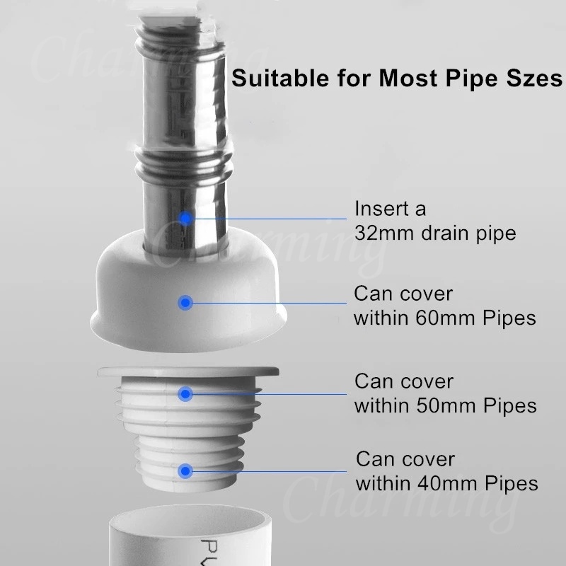 Premium Durable Efficient Drainage Solution: 3PC/Set (4-5cm Pipe) Washing Machine Drain Core Pipe Connector Sewer Sea... - Image 3