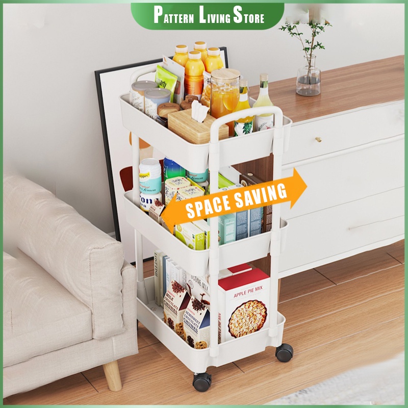 3 Tier Trolley Multifunction Storage Rack Office Shelves Home Kitchen
