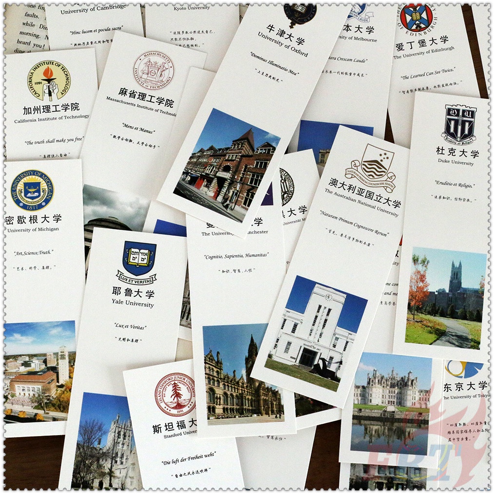 30Pcs/Set ✿ World Famous Universities.Culture & History & Logo & Scenery Bookmarks ✿ World Famous Schools Books Marker of Page Stationery School Office Supplies Best Wishes Gift