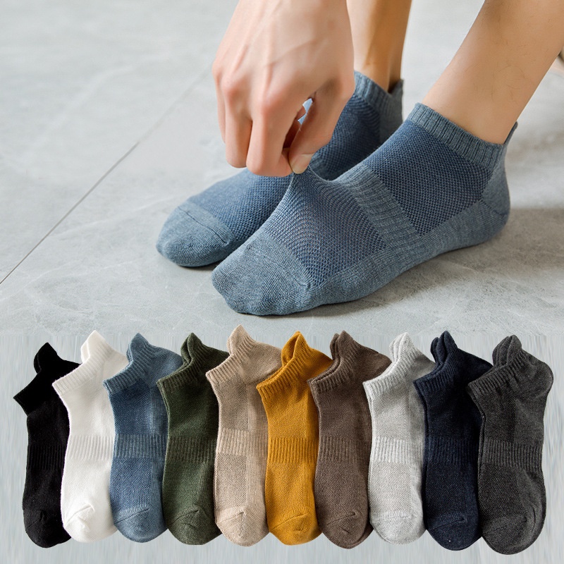 10 Pairs High Quality Men's Soft Cotton Socks Casual Thin Mesh Sports Socks Comfortable Breathable Deodorant Socks