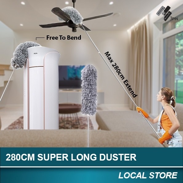 280cm Long Fan Feather Duster Cleaning Tools Brush Cobweb Ceiling Duster Berus Penyapu Sawang Habuk Pembersih Kipas鸡毛扫摊子