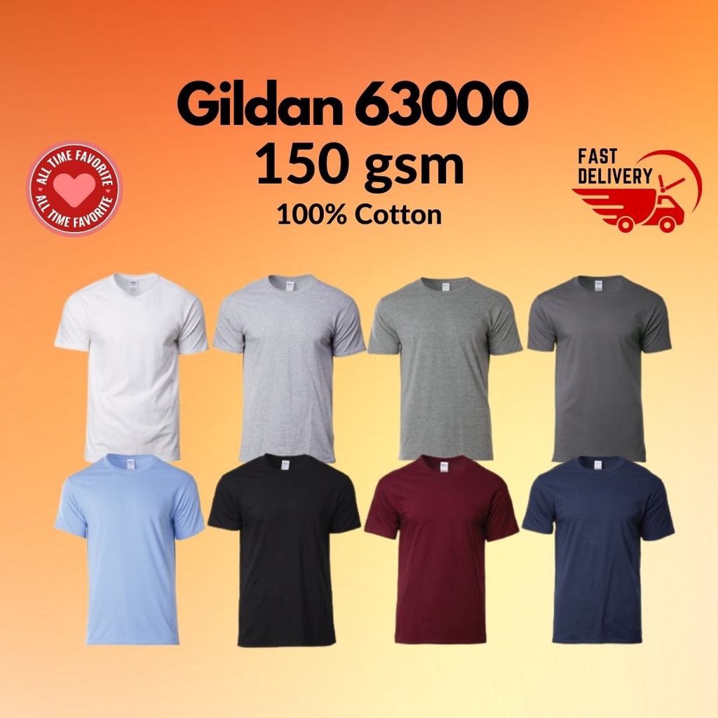 Termurah Tshirt GILDAN 63000 Soft Style t shirt premium cotton unisex ...