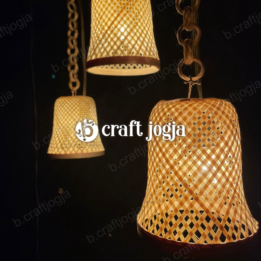 Bamboo Cafe Lamp Hanging Lampshade Bell Model Woven Bamboo Craft