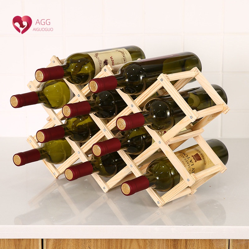 Foldable Wooden red wine rack Pine wood wine rack Creative folding