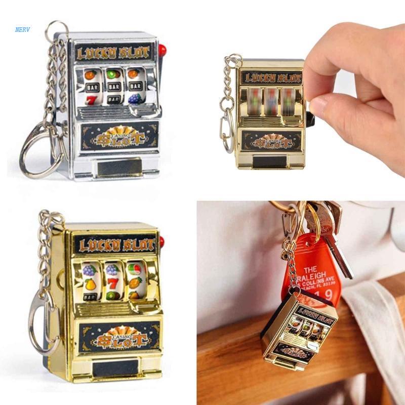 NERV Mini Slot Machine Keychain Casino Pendant Lucky Charm Jackpot Keychains Gifts