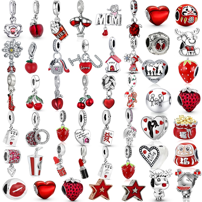 Romantic Red LOVE YOU Family Piggy Bank Charm Beads Pendant DIY Bracelets Necklaces For Women Men Girl Jewelry Gift