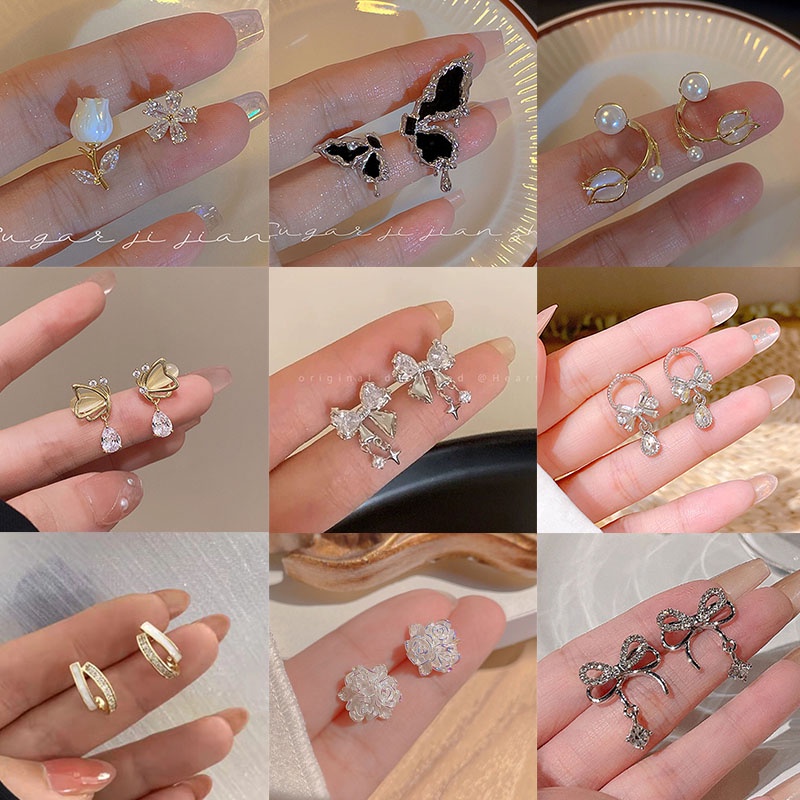 2023 New Style Fashion Bow Earrings Simple Temperament Small Shopee