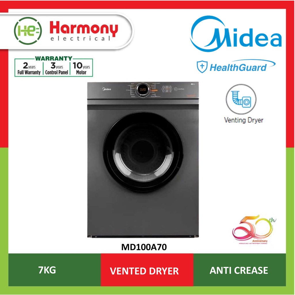 MIDEA MD100A70 Vented Dryer 7kg MD100A70 With ELED Display Pengering