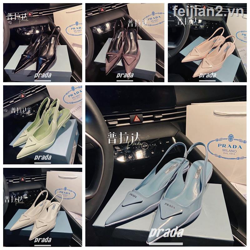 EUR SIZE] Prada Women's High Heels 3cm 2022ss The New Kitten Heel Pointed  Sexy Shoes | Shopee Malaysia